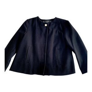 Zara Basic Black Crewneck, Black Pleat Cropped Career Jacket Blazer Size L